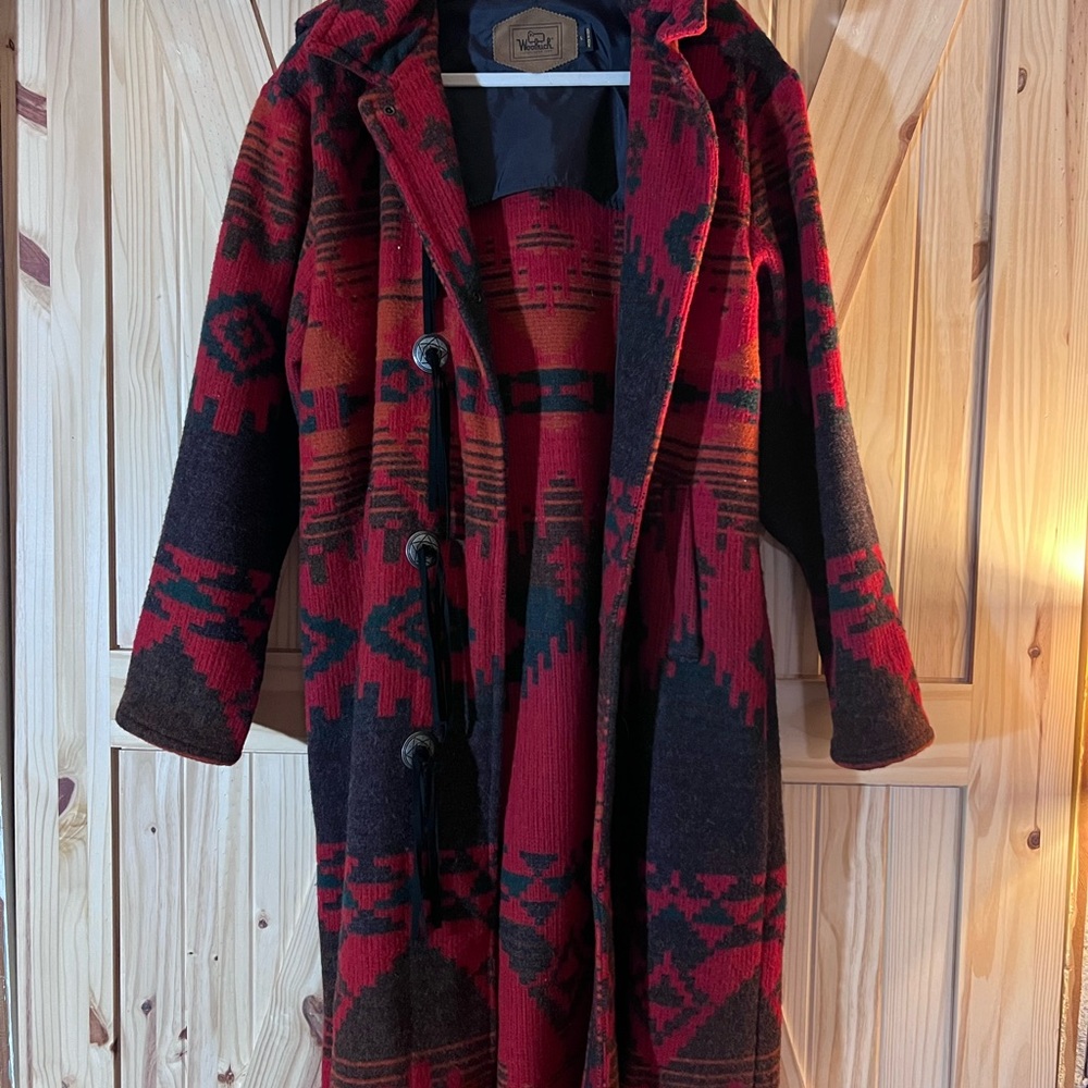 Aztec/Southwest Woolrich Wool Hooded Coat Size Large